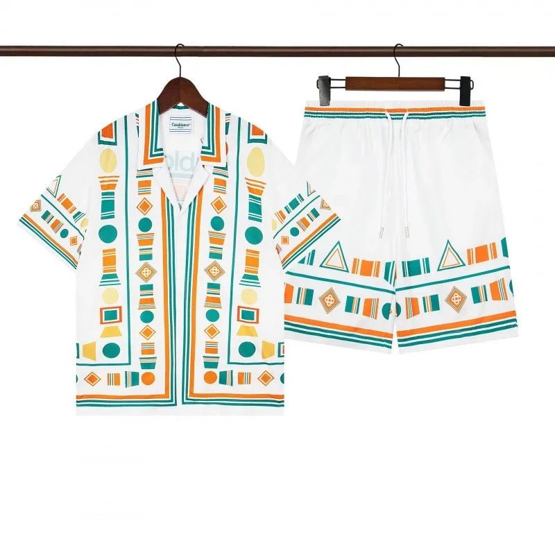 Casablanca Striped Silk Shirt and Shorts Set