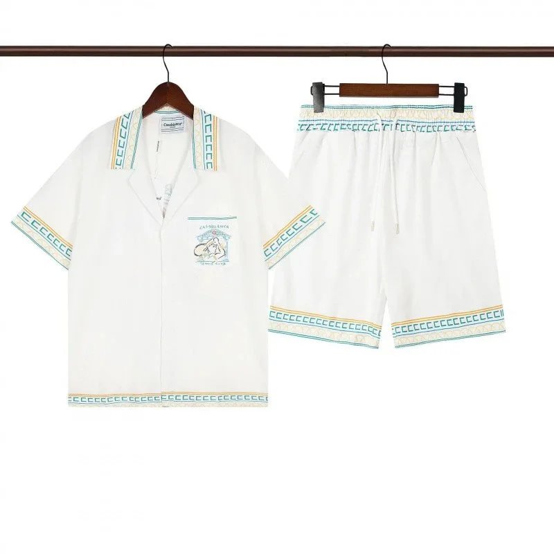Casablanca Striped Silk Shirt and Shorts Set