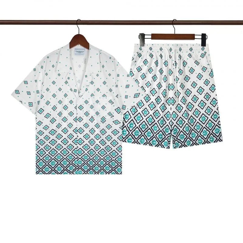 Casablanca Striped Silk Shirt and Shorts Set