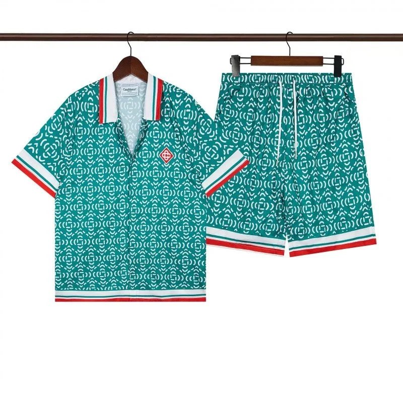 Casablanca Striped Silk Shirt and Shorts Set