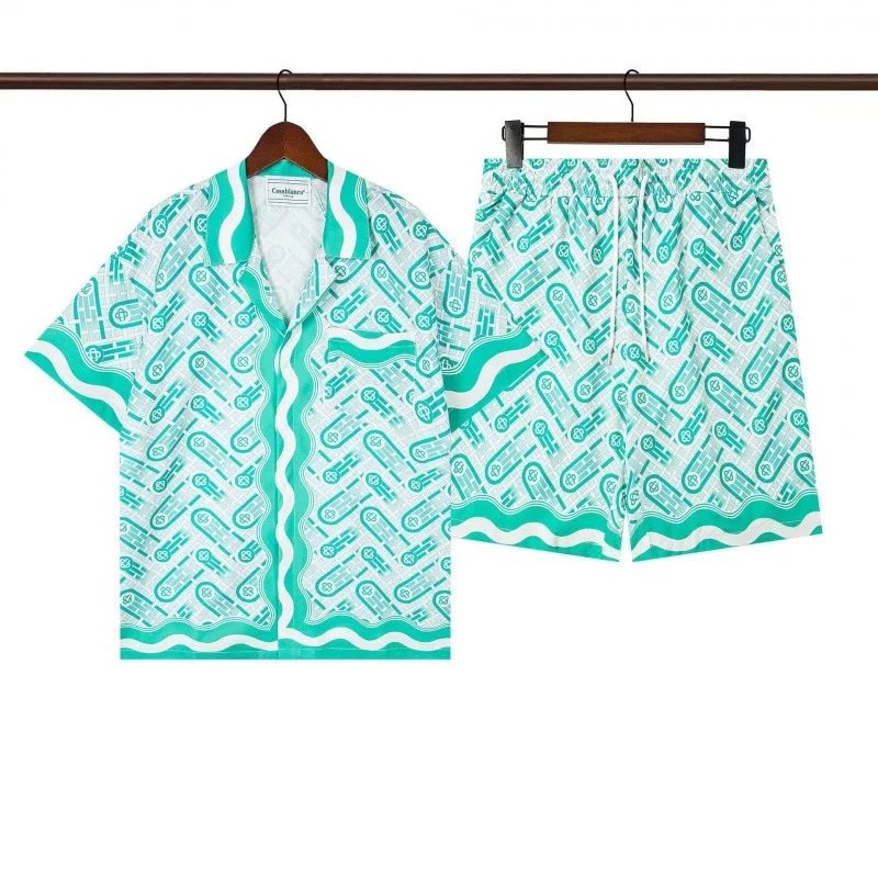 Casablanca Striped Silk Shirt and Shorts Set