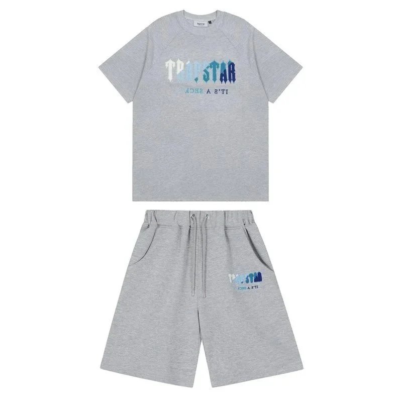 Trapstar Chenille Decoded Short Set Grey/Ice