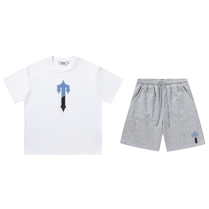 Trapstar Irongate T T-Shirt & Short Set White/Grey/Blue
