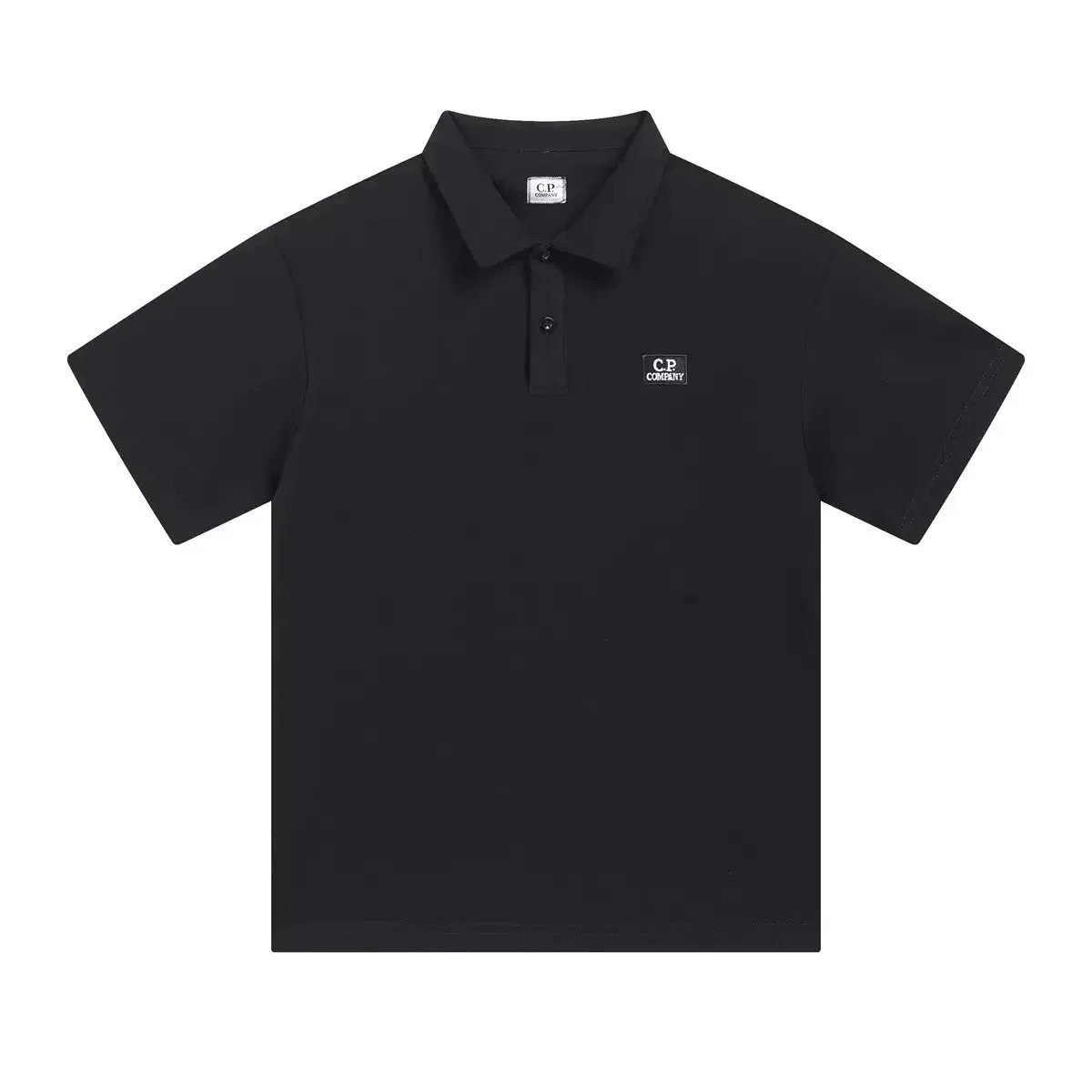 C.P. Company Logo Patch Short Sleeve Polo Shirt Black