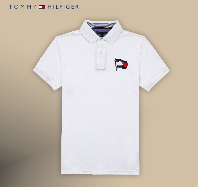 Tommy Hilfiger Flag Cuff Slim Fit Polo Shirt Black