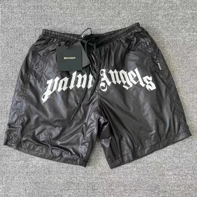 Palm Angels Curved Logo Swim Shorts Black/White