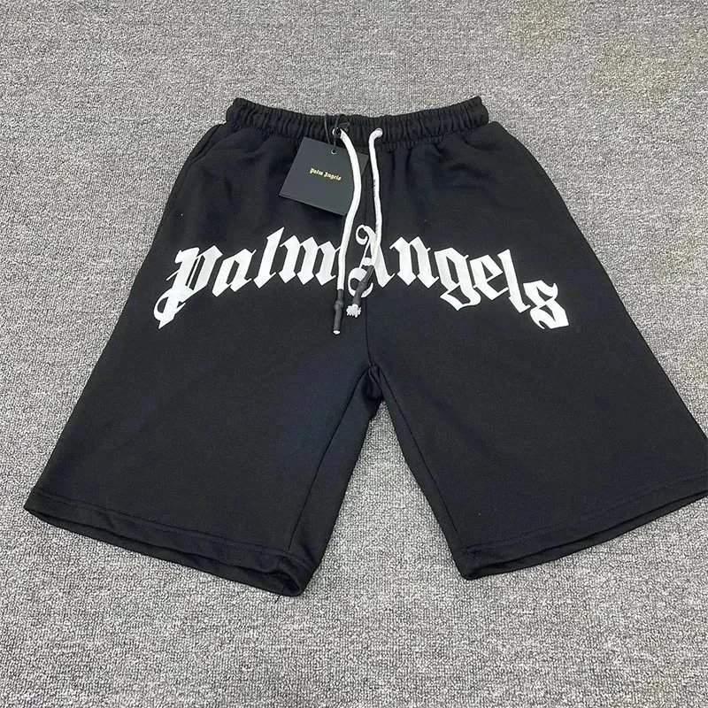 Palm Angels Curved Logo Swim Shorts Black/White