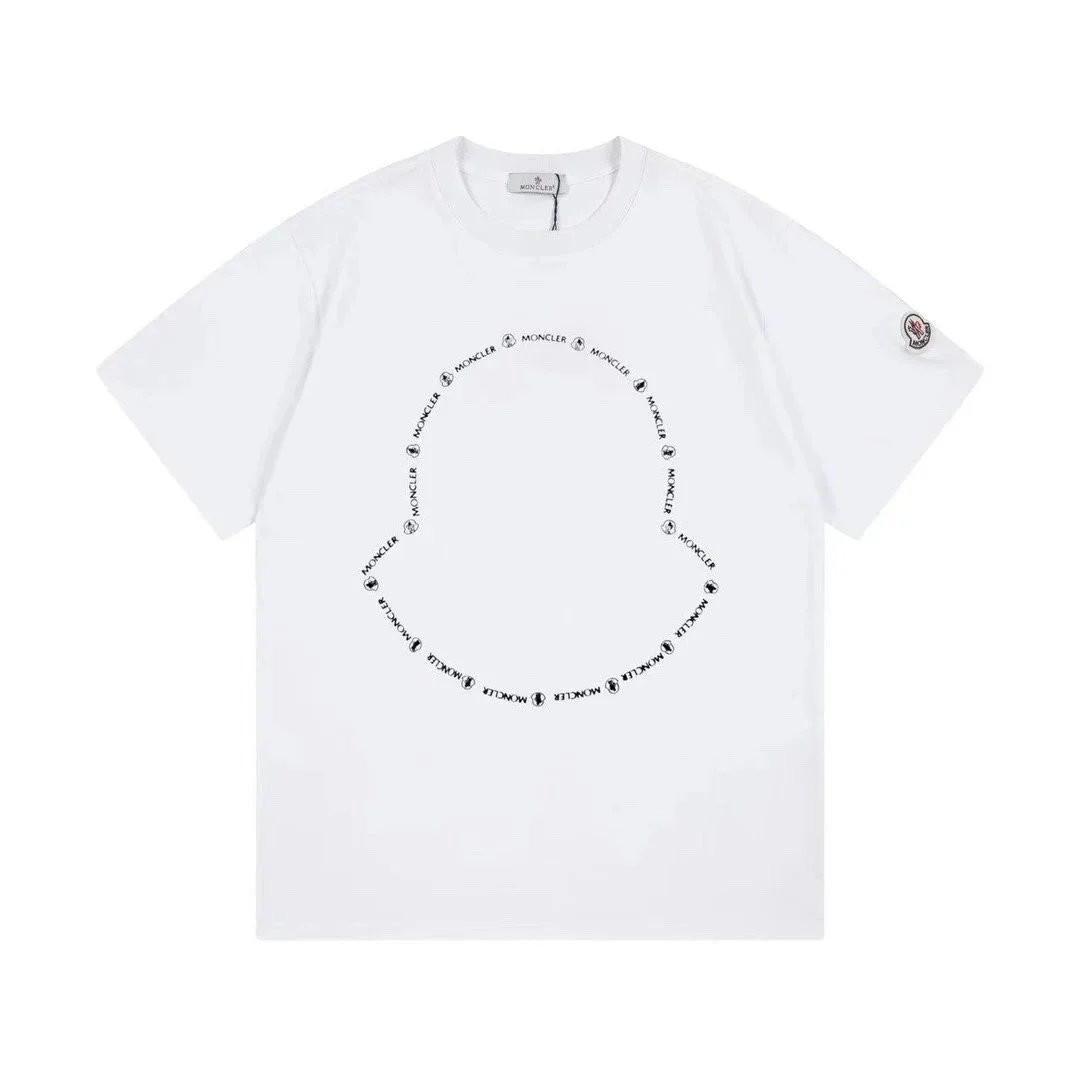 Moncler Logo Outline Print Short Sleeve T-Shirt White
