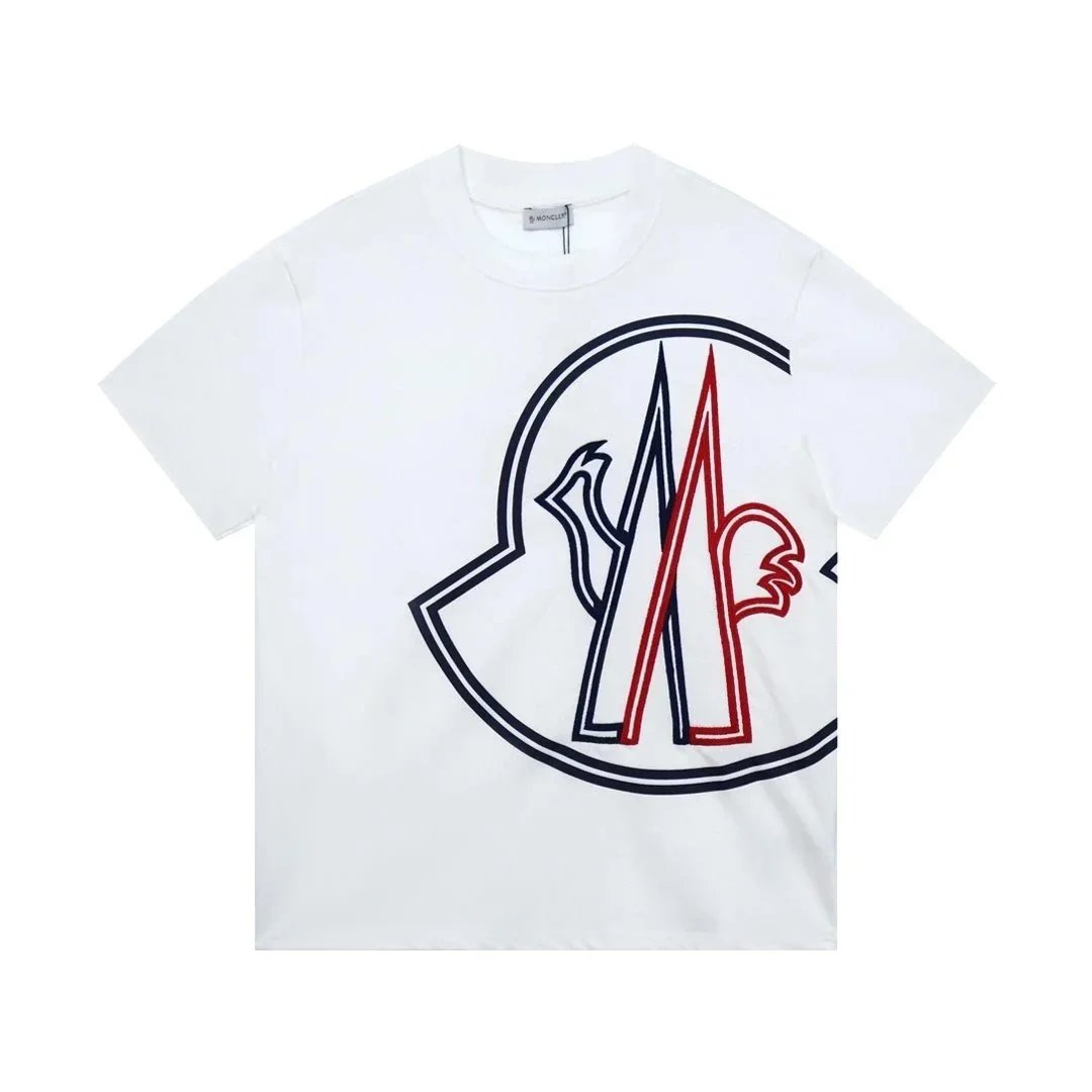 Moncler Logo Outline Print Short Sleeve T-Shirt White