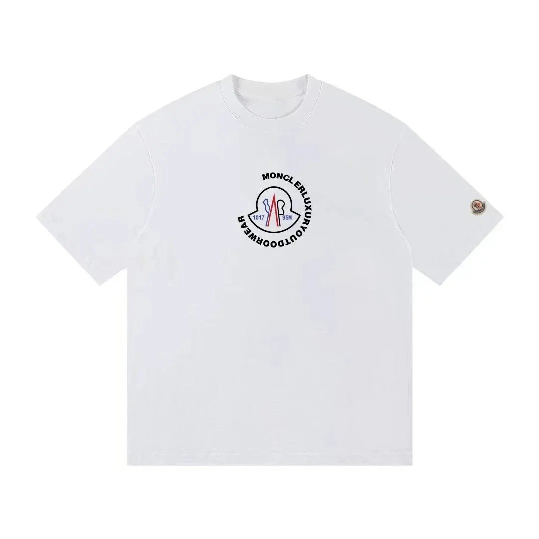 Moncler Logo Outline Print Short Sleeve T-Shirt White