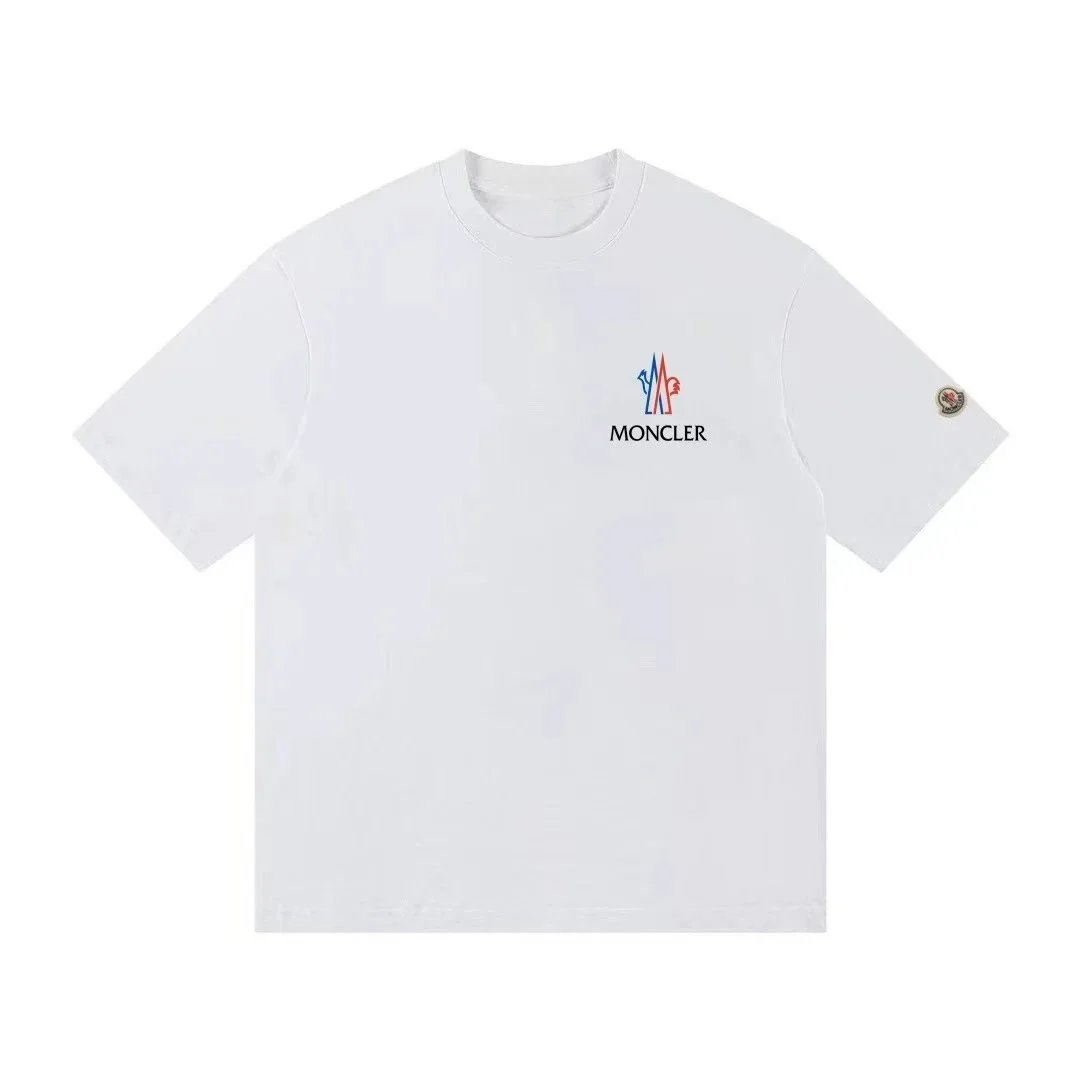 Moncler Logo Outline Print Short Sleeve T-Shirt White