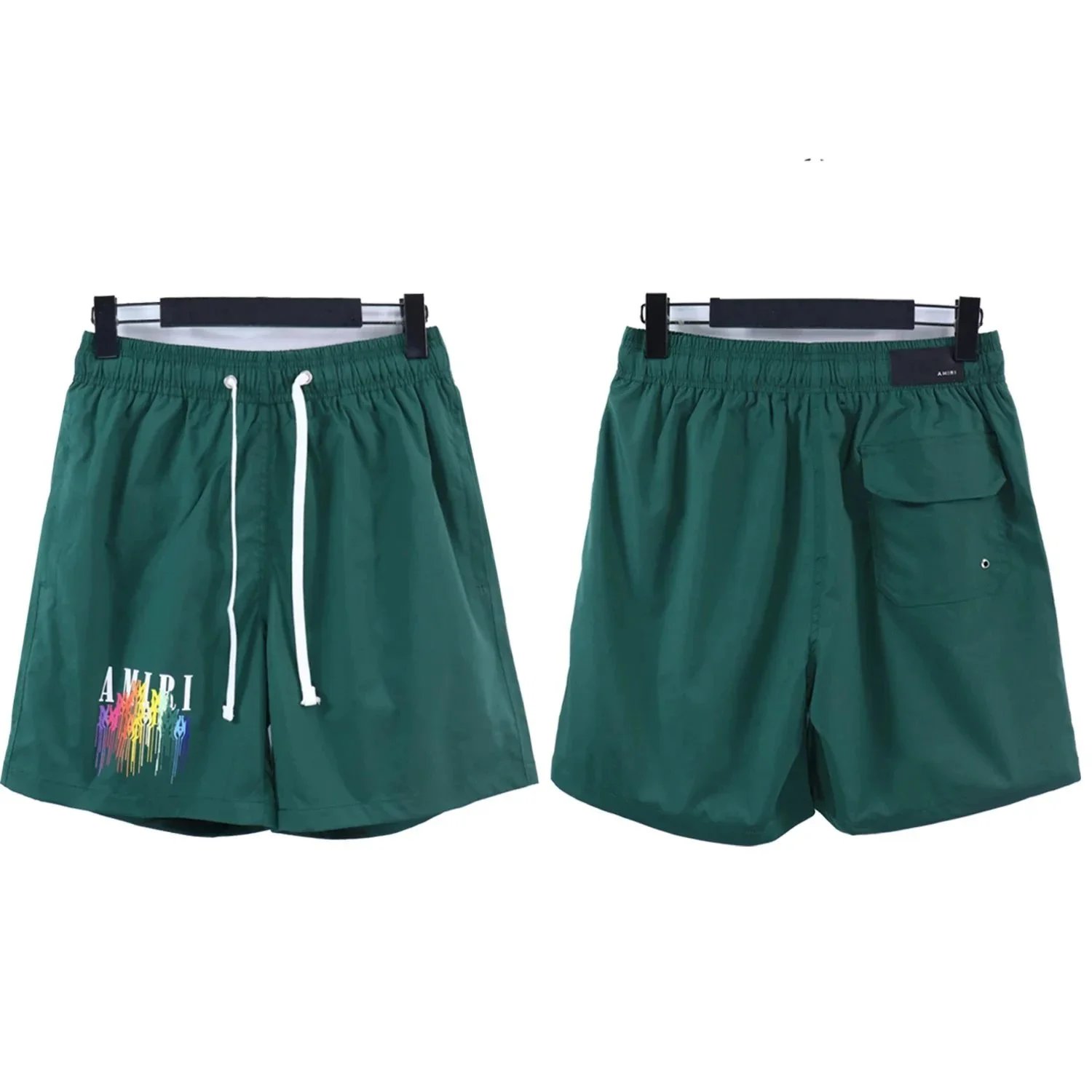 AMIRI Rainbow Drip Logo Swim Shorts Green