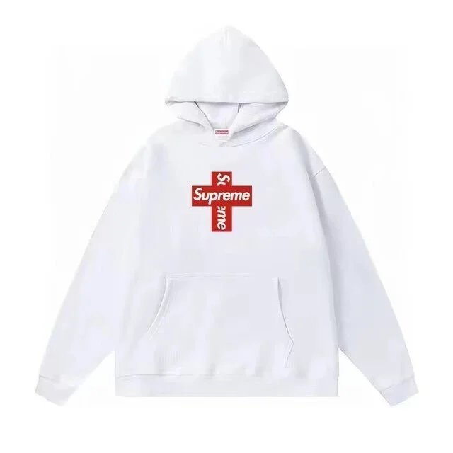 Supreme Cross Box Logo Hooded Sweatshirt White