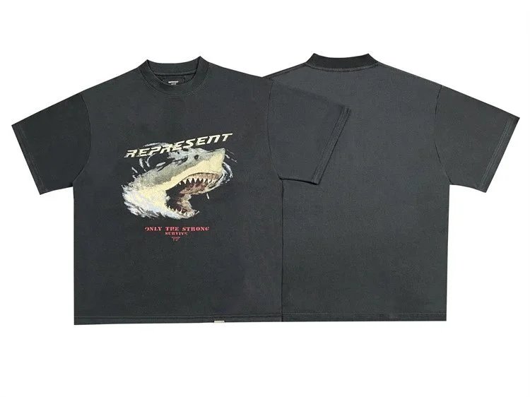 Represent Only The Strong Survive Shark T-Shirt 'Vintage Black'