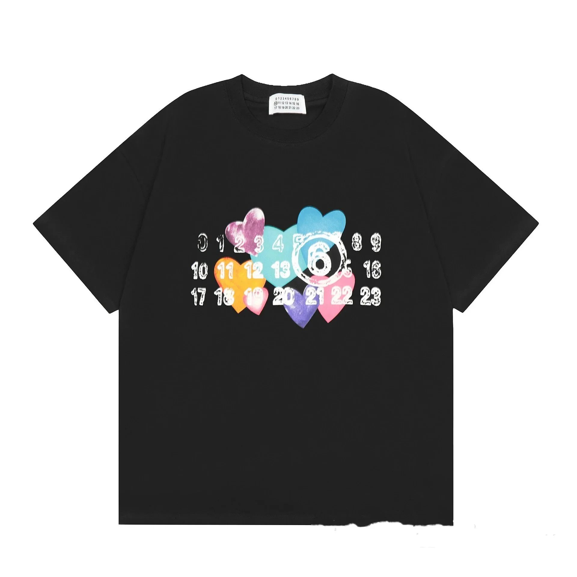 MM6 Maison Margiela Numeric Hearts Print T-Shirt Black