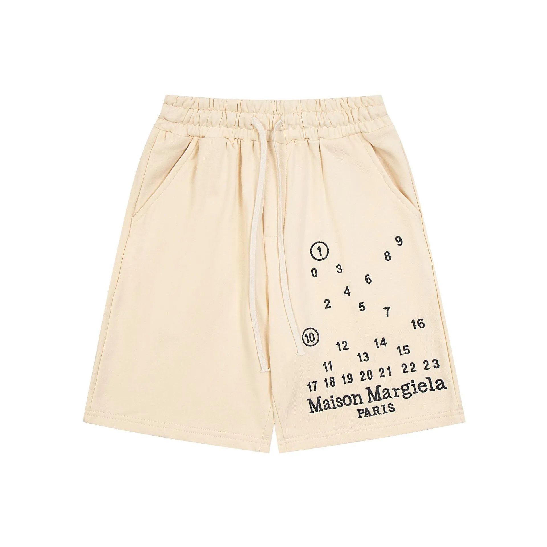 Maison Margiela Numbers Logo Drawstring Sweatshorts Beige
