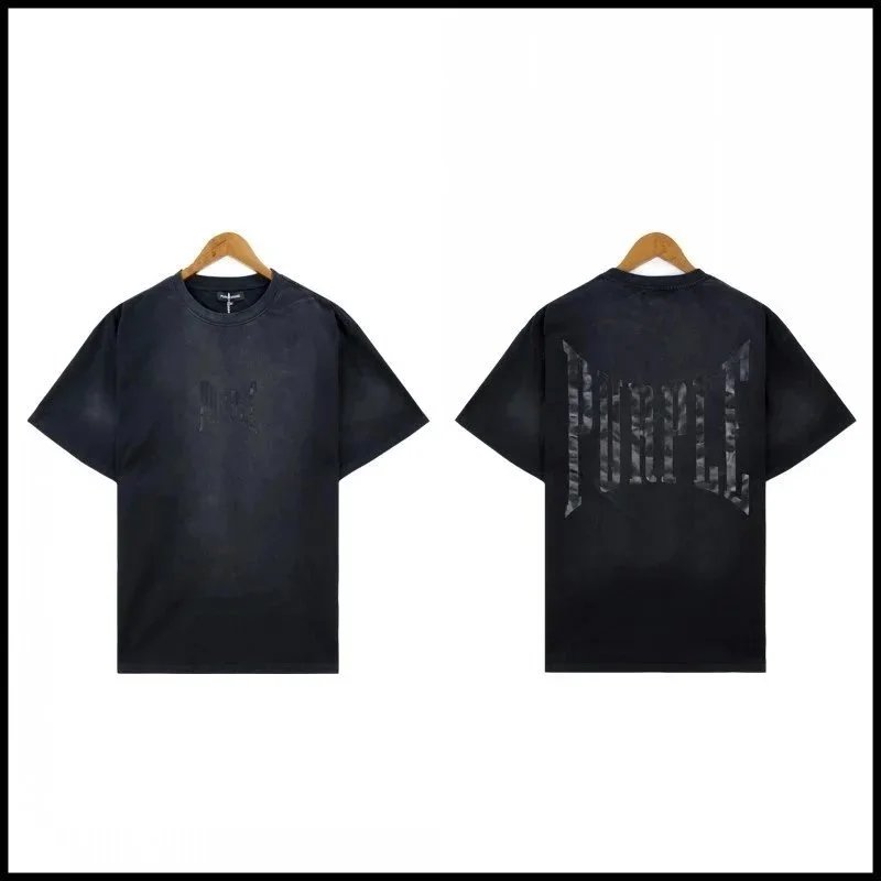 Purple Brand Funk Letter Short Sleeve T-Shirt Black