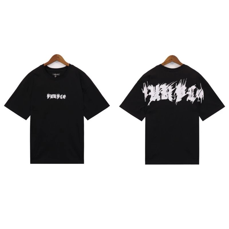 Purple Brand Distressed Logo T-Shirt Black