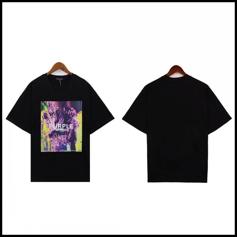 Purple Brand Distressed Logo T-Shirt Black