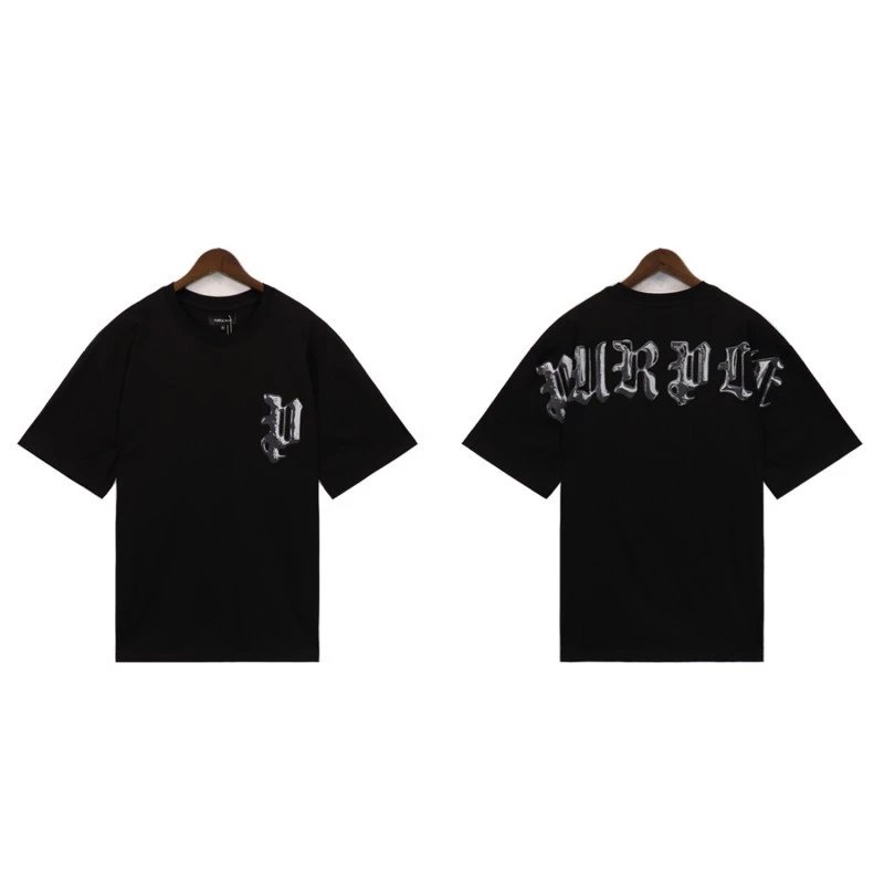 Purple Brand Distressed Logo T-Shirt Black