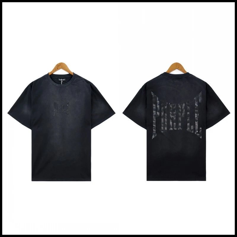 Purple Brand Distressed Logo T-Shirt Black