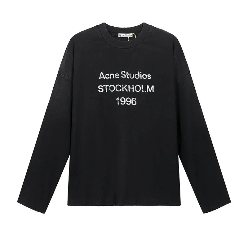 Acne Studios Sprayed 1996 Logo Long Sleeve T-Shirt Dusty White