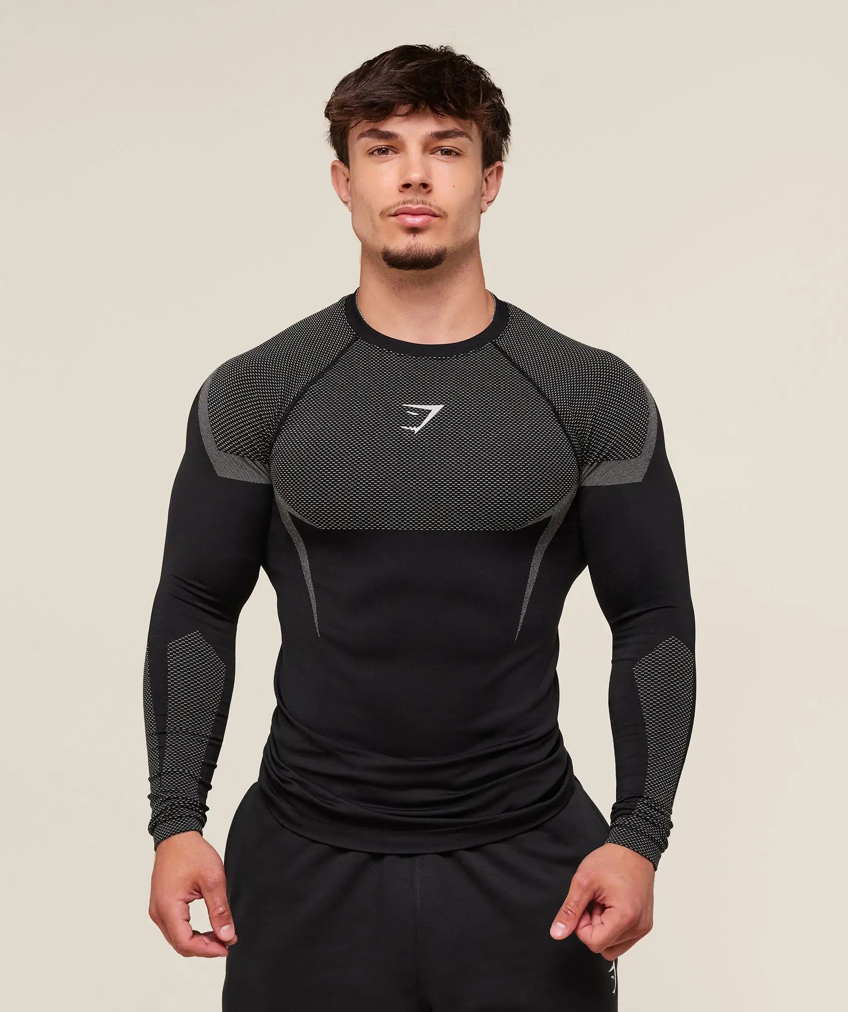 Gymshark Onyx 5.0 Seamless Long Sleeve T-Shirt Black/Light Grey