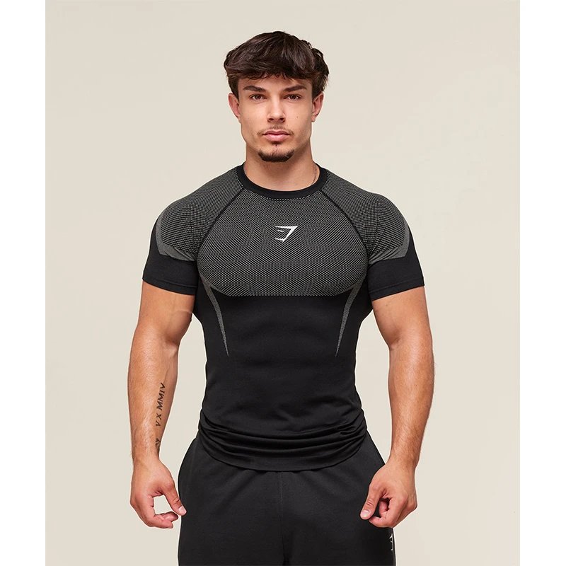 Gymshark Onyx 5.0 Seamless Long Sleeve T-Shirt Black/Light Grey