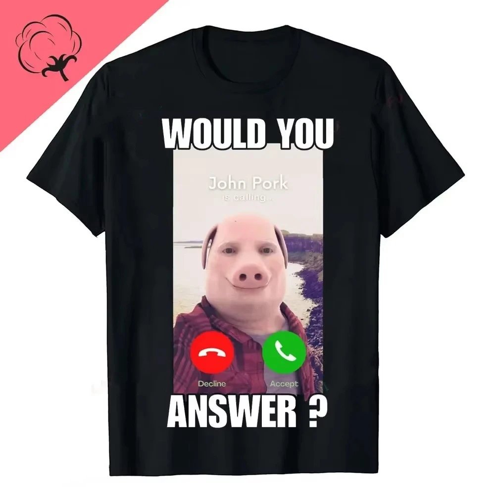 Generic John Pork Is Calling Graphic T-Shirt Black