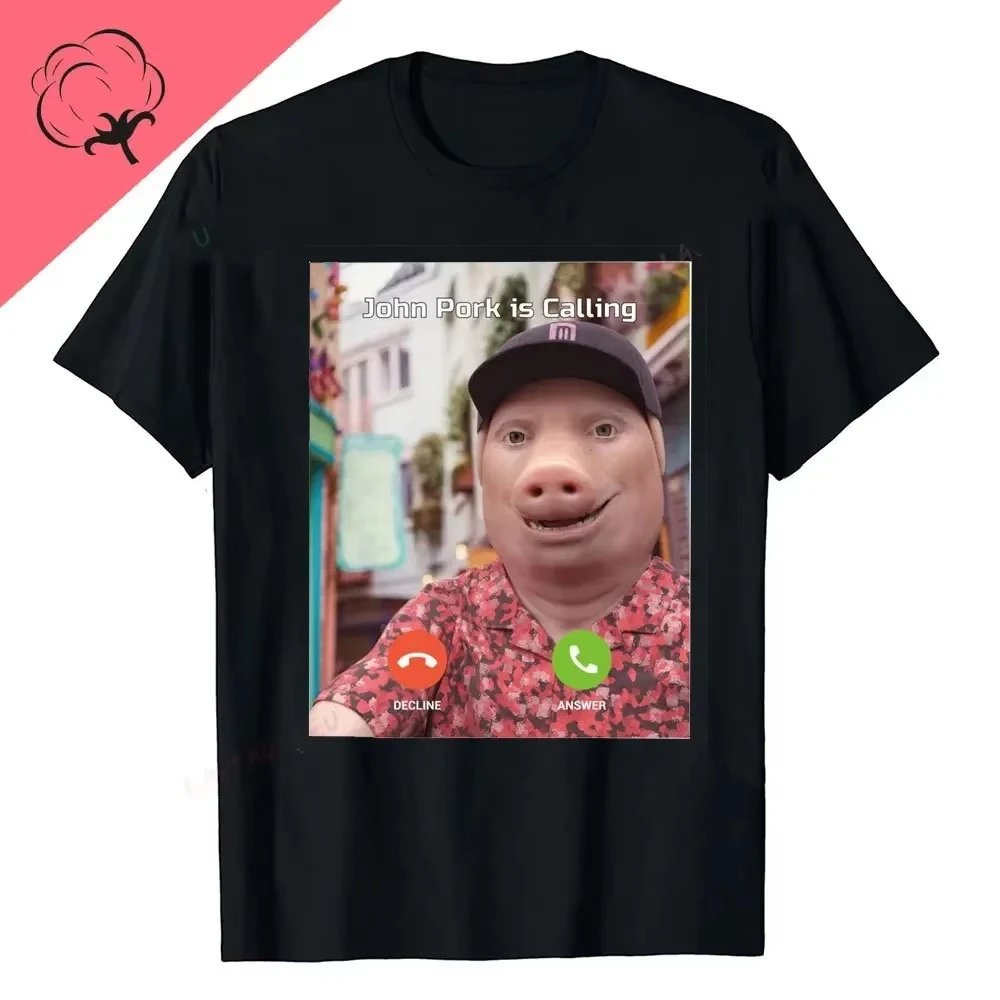 Generic John Pork Is Calling Graphic T-Shirt Black