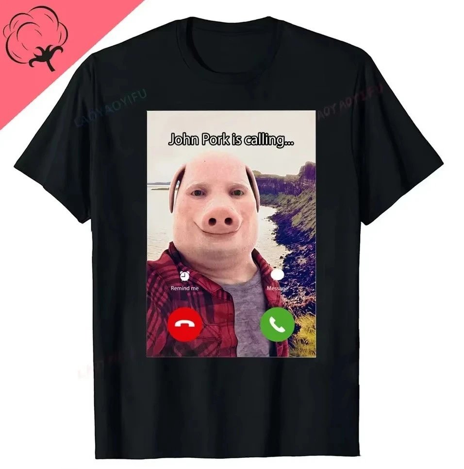 Generic John Pork Is Calling Graphic T-Shirt Black