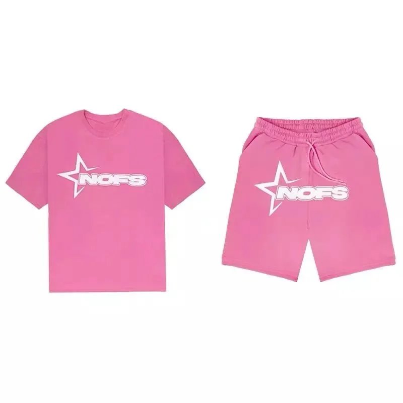 NOFS Star Logo T-Shirt and Shorts Summer Set Pink