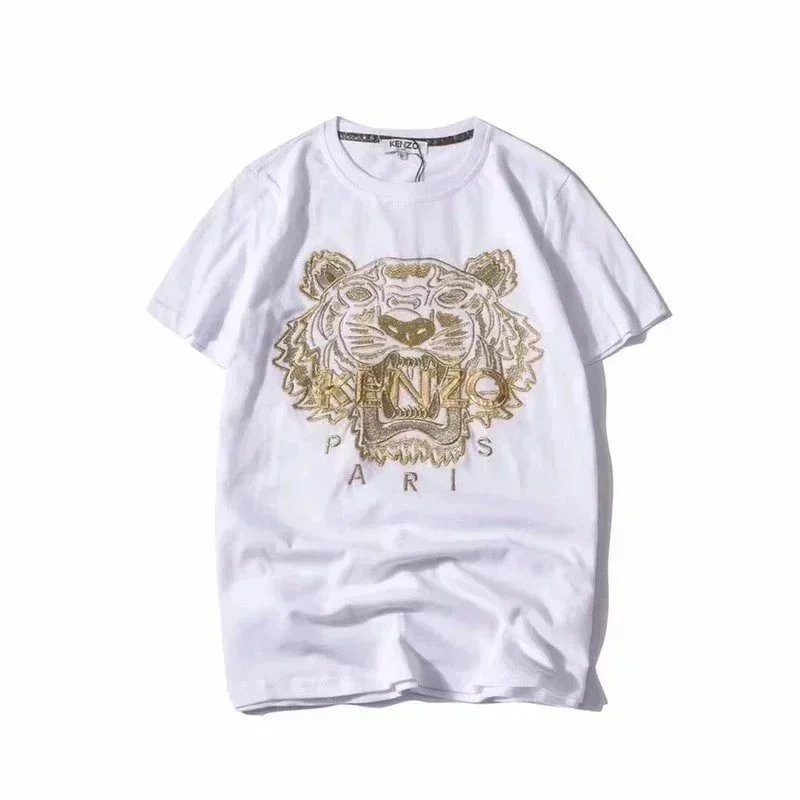 Kenzo Classic Tiger Embroidered T-Shirt White Gold