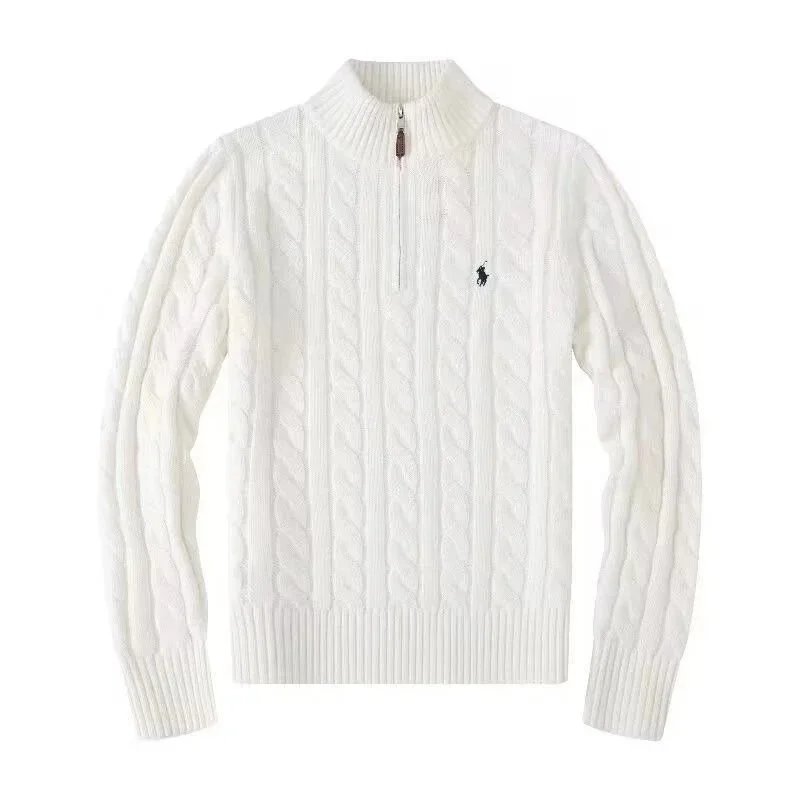 Polo Ralph Lauren Cable-Knit Quarter-Zip Sweater White