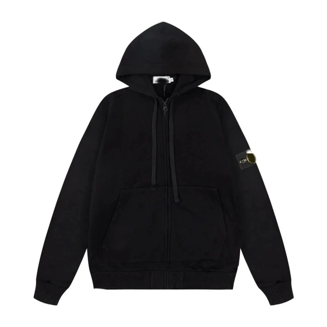 Stone Island Cotton Fleece Regular Fit Zip-Up Hoodie Black