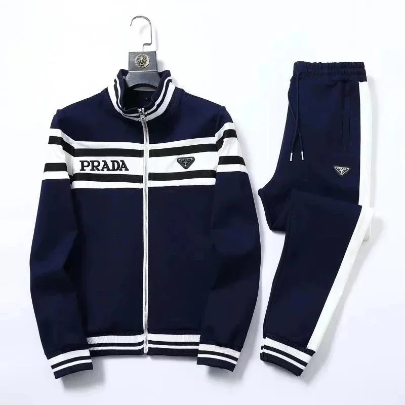 Prada Striped Zip-Up Tracksuit Set