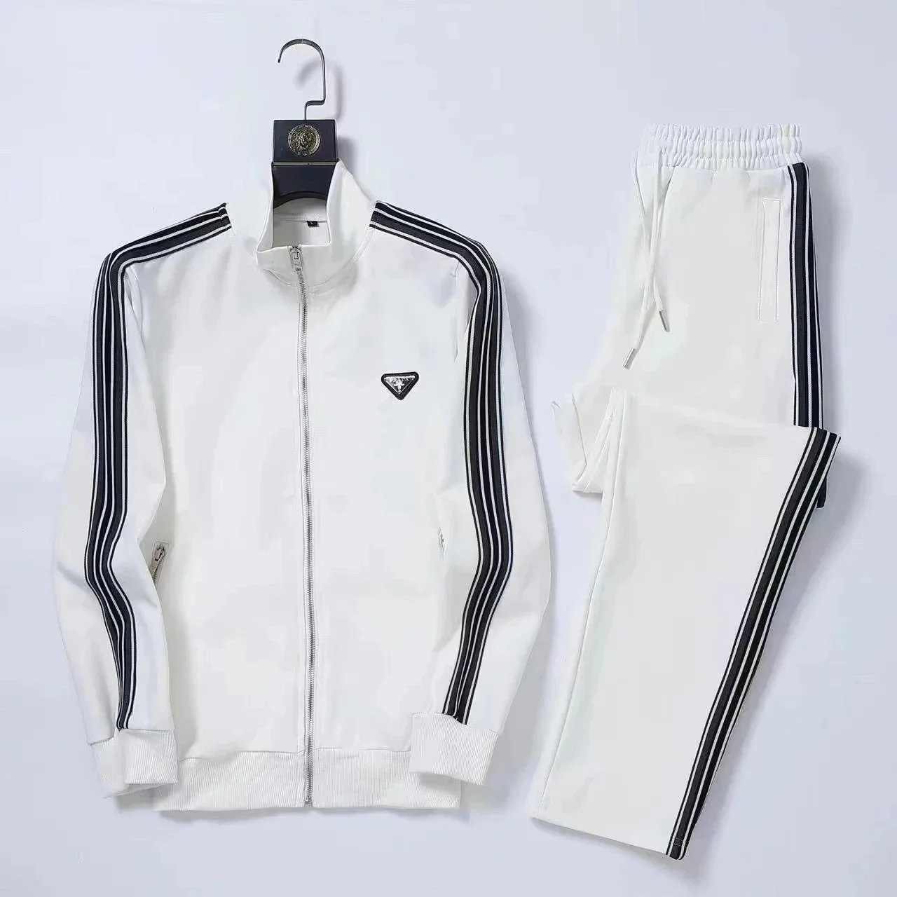 Prada Striped Zip-Up Tracksuit Set