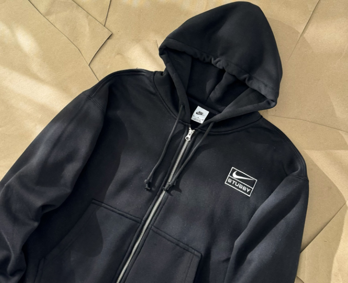 Nike x Stüssy NRG Stone Washed Full-Zip Fleece Hoodie Black