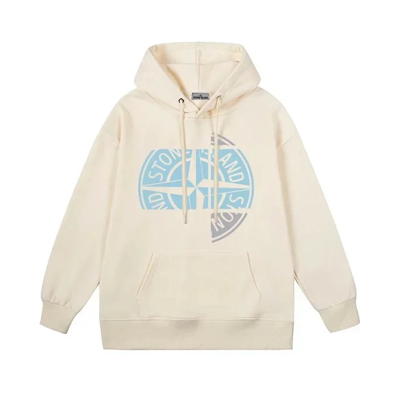 Stone Island Oversized Split Compass Logo Hoodie Cream