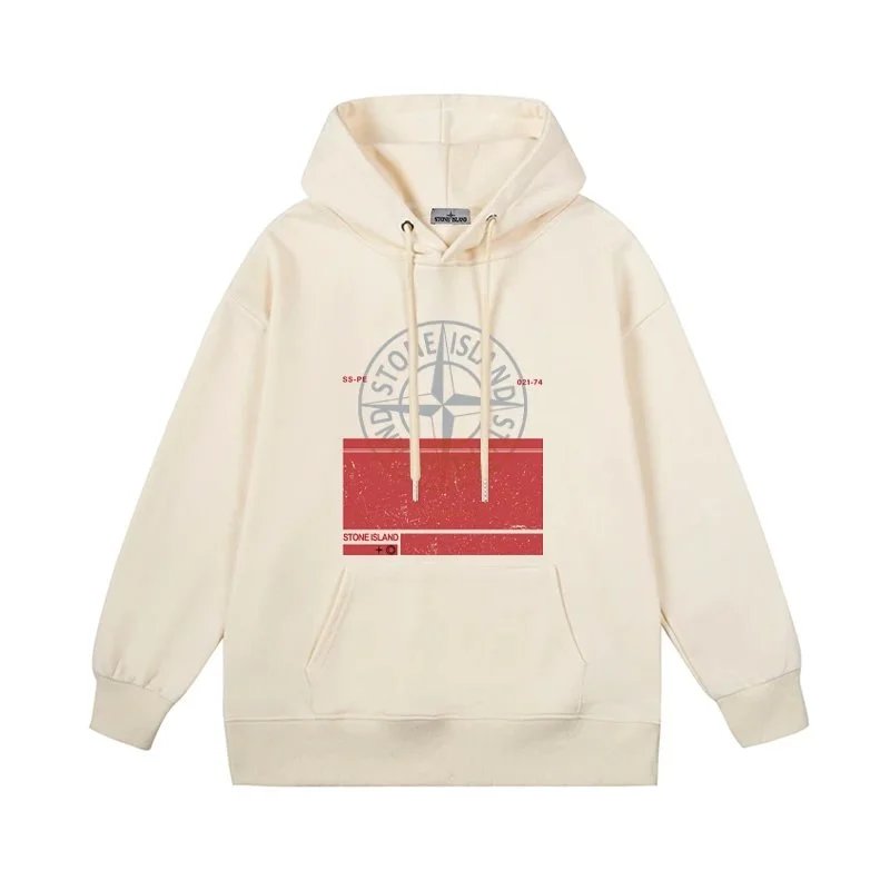 Stone Island Oversized Split Compass Logo Hoodie Cream