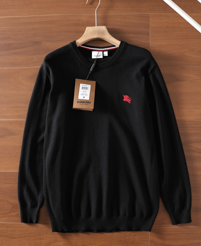 Burberry Embroidered Knight Half-Zip Knit Sweater Black