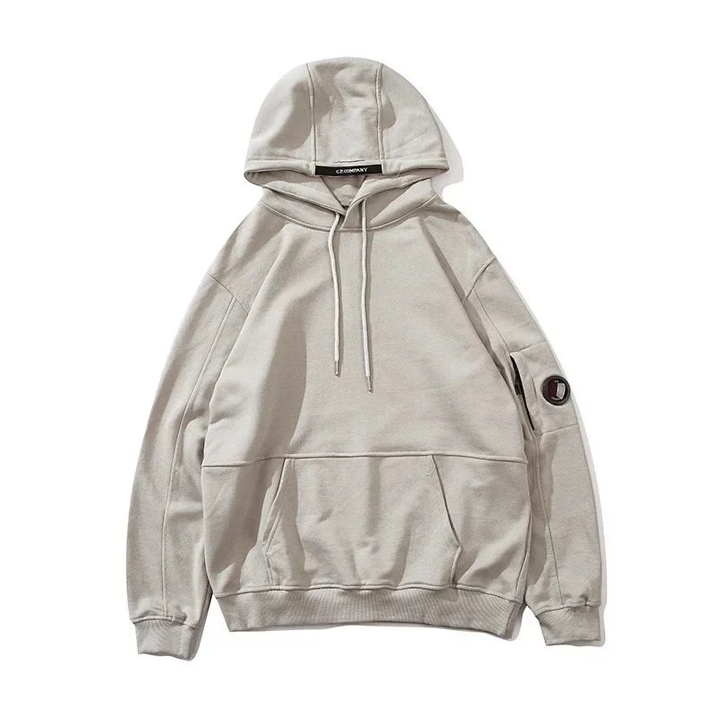 C.P. Company Diagonal Raised Fleece Lens Hoodie Silver Birch