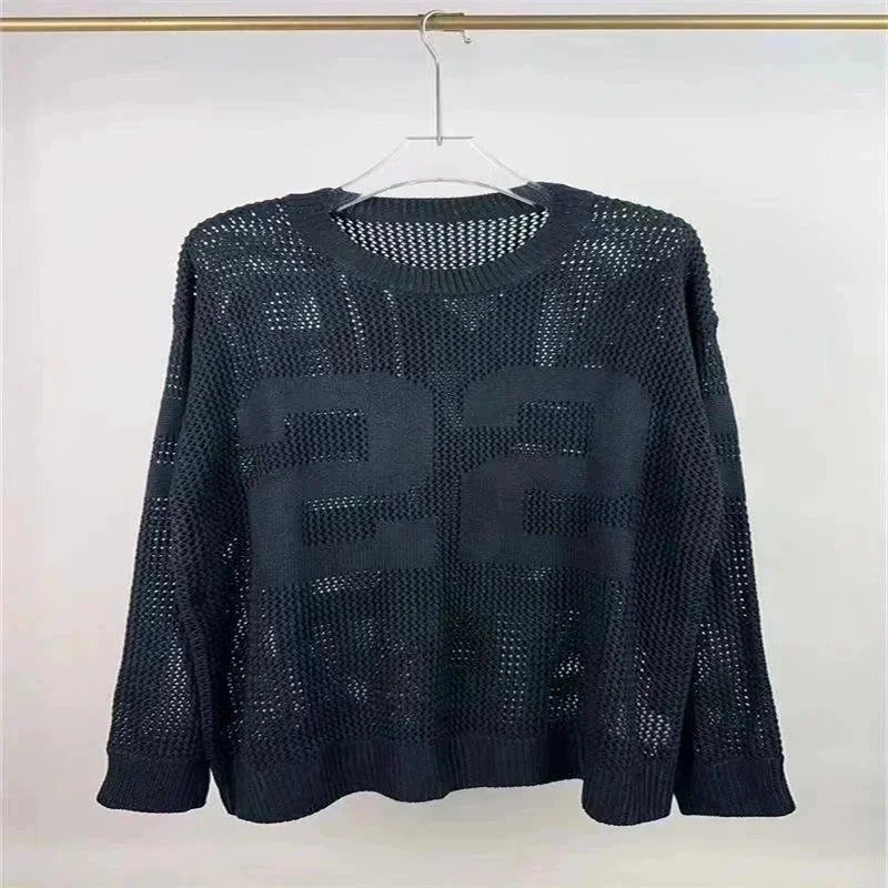 AMIRI Spray Paint Logo Knit Sweater Light Blue
