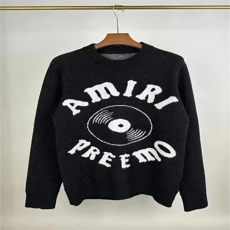 AMIRI Spray Paint Logo Knit Sweater Light Blue