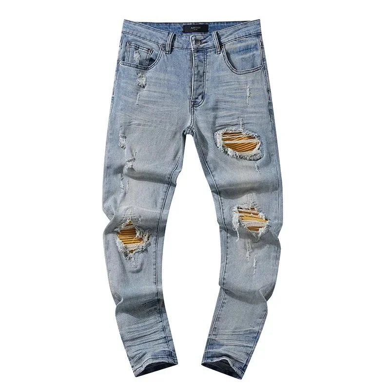 AMIRI Crystal Distressed Skinny Jeans Black
