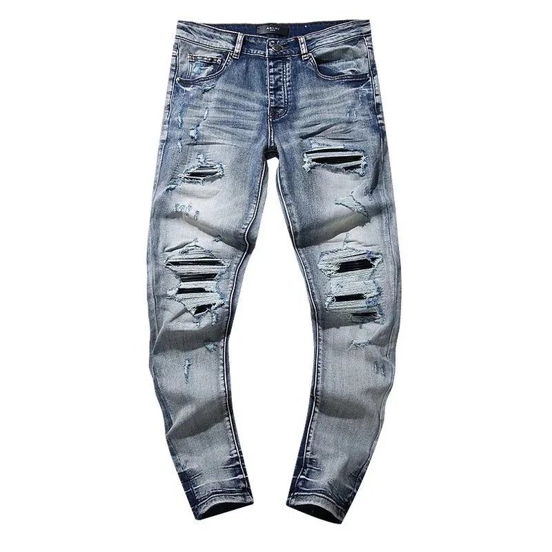 AMIRI Crystal Distressed Skinny Jeans Black