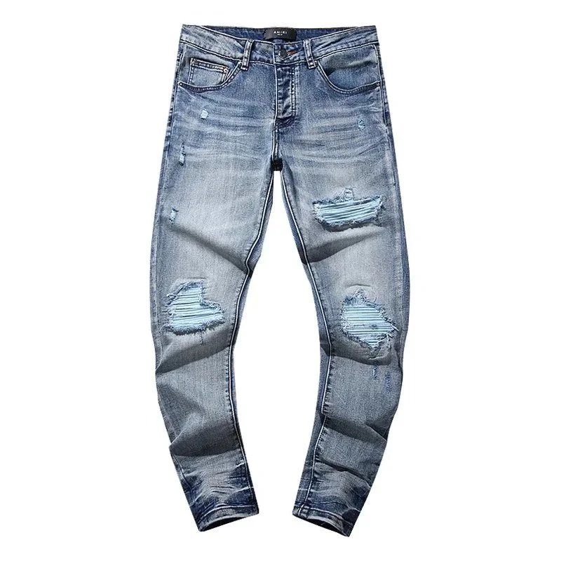 AMIRI Crystal Distressed Skinny Jeans Black