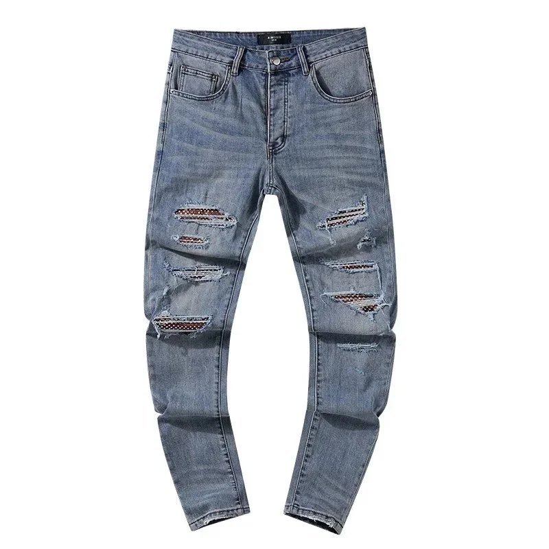 AMIRI Crystal Distressed Skinny Jeans Black