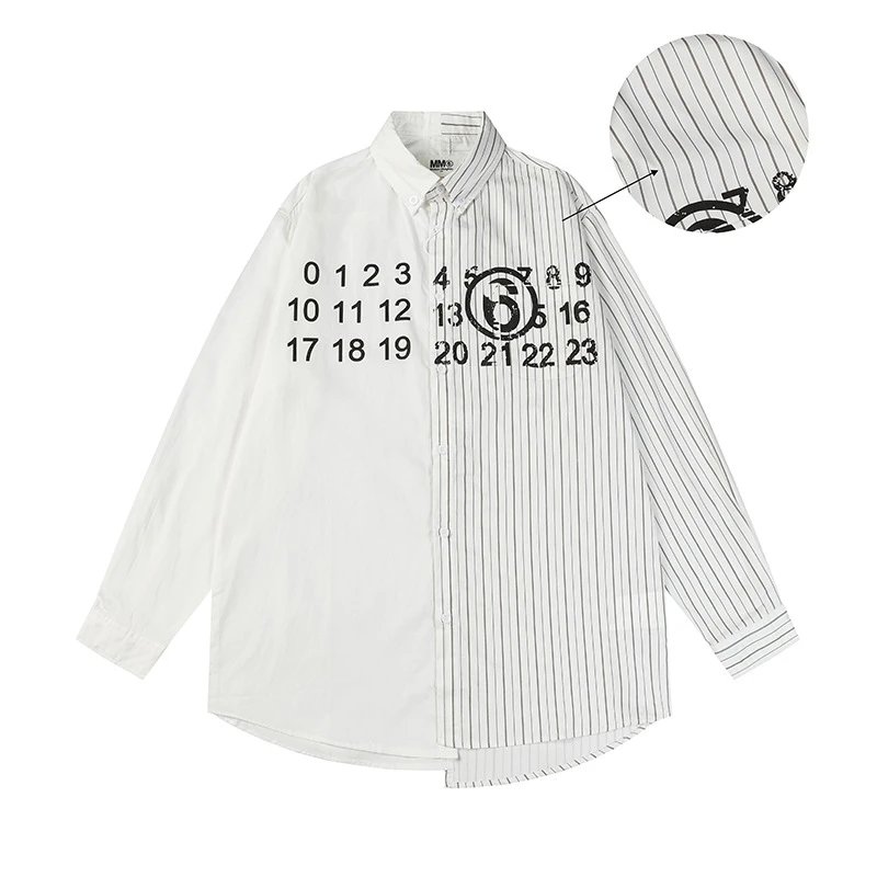 MM6 Maison Margiela Asymmetric Numeric Striped Shirt White