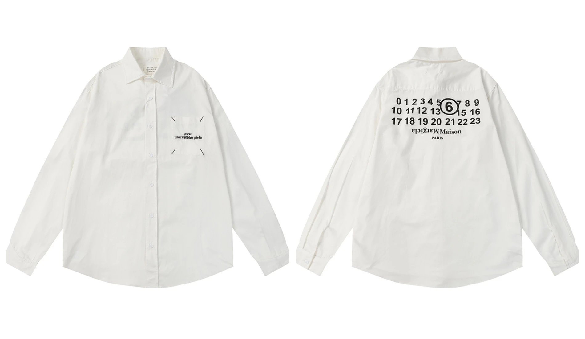 MM6 Maison Margiela Numeric Logo Print Long-Sleeve Shirt White